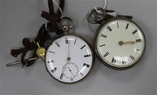 Two silver keywind pocket watches,